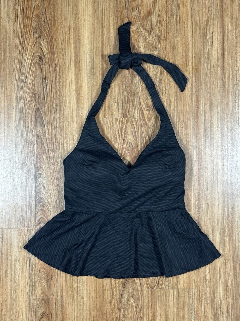 Spanx Swim Pique Full Bust Halter Tankini Swim Top Black 50685R - Women's Size S